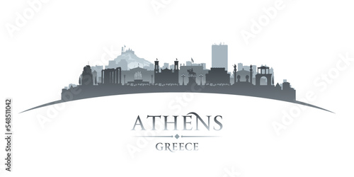 Athens Greece city silhouette white background