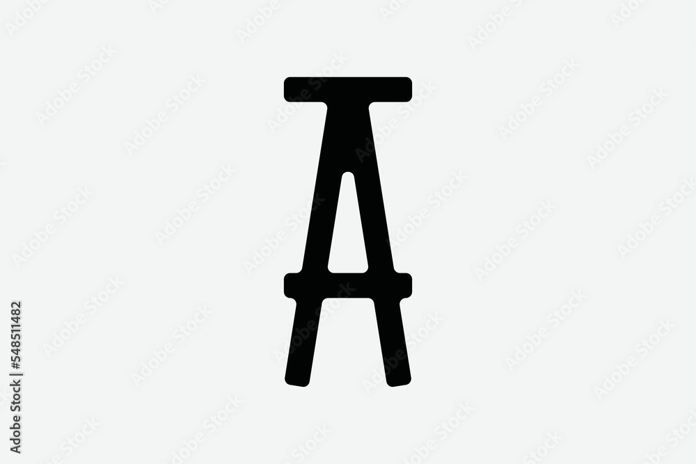 A combination logo of the shape of a chair and the letter A font A combination logo of the shape of a chair and the letter A font
