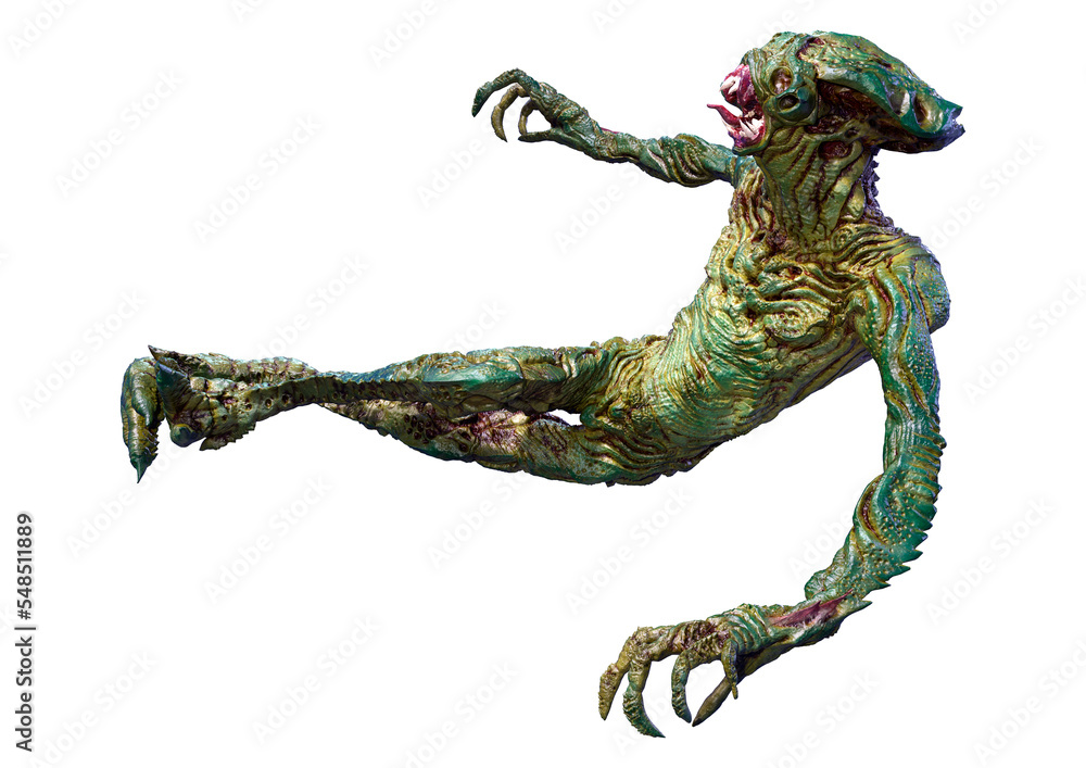 Fototapeta premium 3D Rendering Green Alien on White