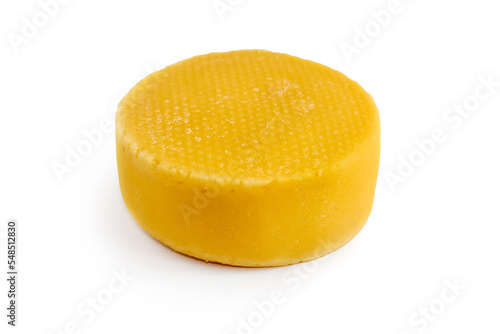 Cheese - yellow round cheese isolated on white background