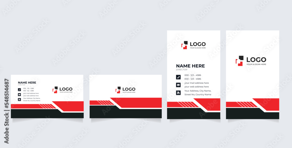 Double-sided creative business card template. Portrait and landscape orientation. Horizontal and vertical layout