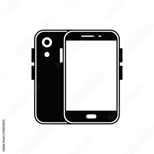 Smartphone icon in black flat glyph, filled style isolated on white background