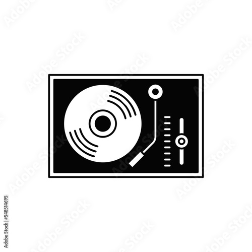 Vinyl player, turntable vinyl icon in black flat glyph, filled style isolated on white background