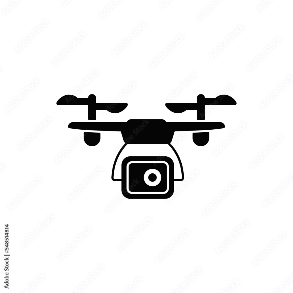 Air drone icon in black flat glyph, filled style isolated on white background Air drone icon in black flat glyph, filled style isolated on white background