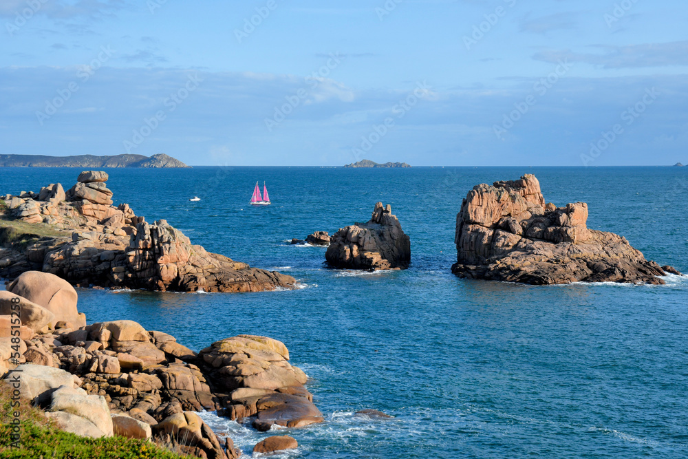 Fototapeta premium Paysage de la côte de granit rose à Ploumanac'h en Bretagne - France