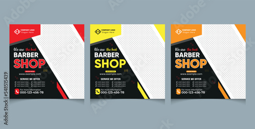 Barber shop hair salon social media post template. beauty spa business web banner design