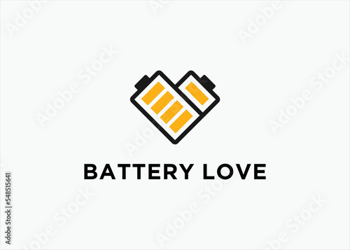 love battery logo design vector silhouette illustration