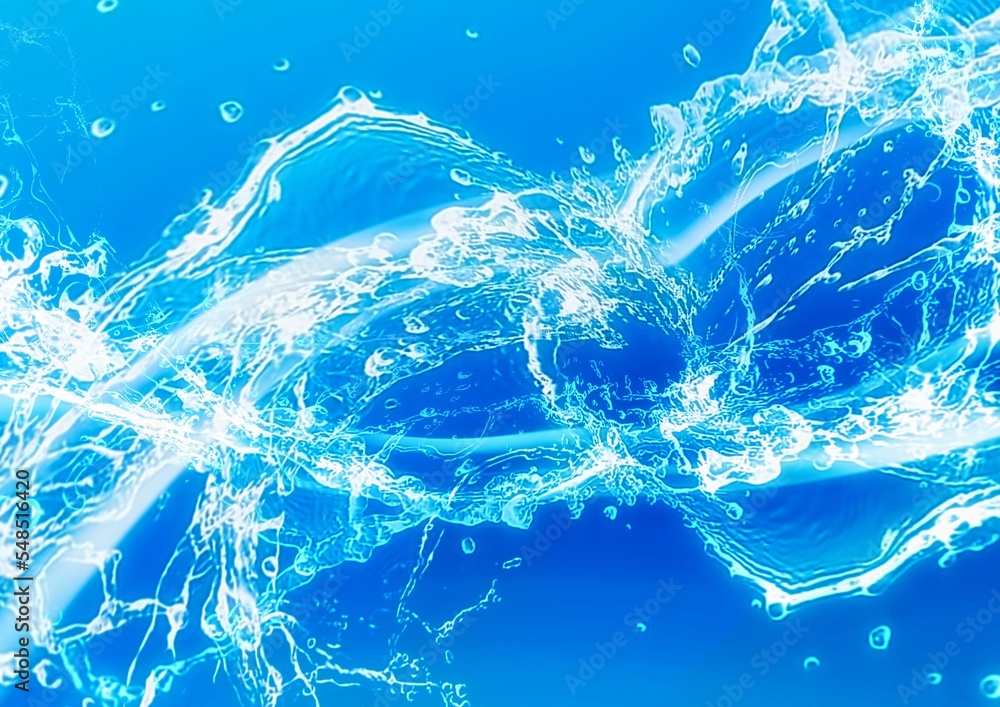 Blue wave and splash abstract background in natural environment concept