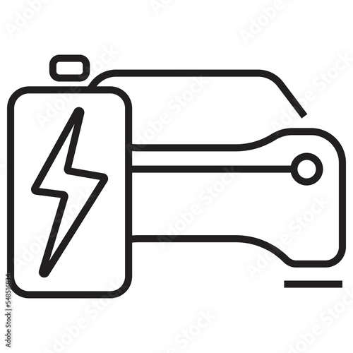 Electric vehicle, electric car, EV with battrey icon, logo or symbol vector illustration photo