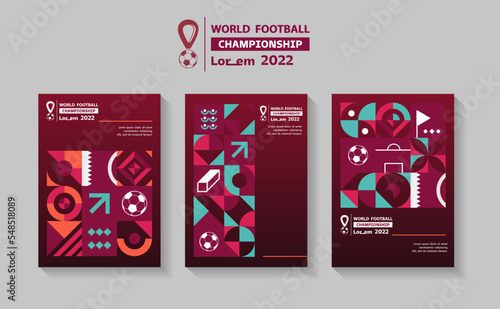 Poster layout design for tournament, invitation, awards or cup. Sports background trend 2022. Layout design template with geometric shapes.