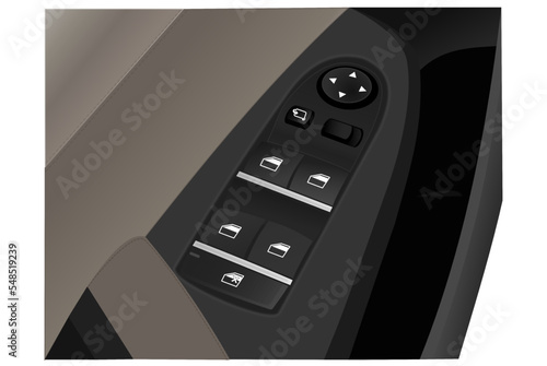 Car power electric window switch, 3d vector rendering
