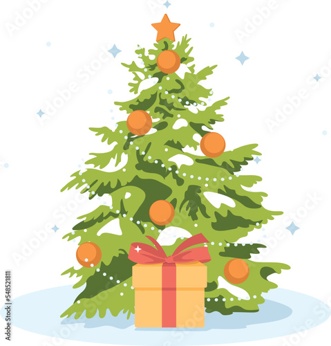 Christmas tree in decorations. Vector illustration