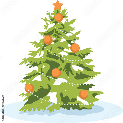 Christmas tree in decorations. Vector illustration