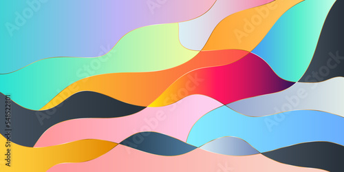 Abstract decorative colorful wave background, colorful abstract background with various stripe lines, colorful background for cover, card, decoration and design.