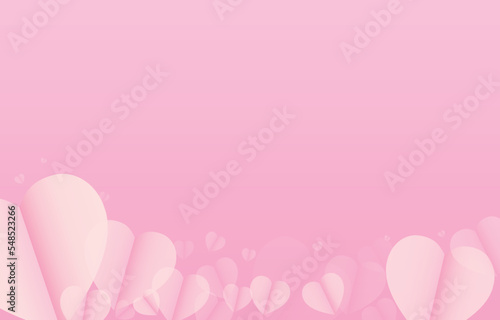 Paper cut pink heart shape background ,illustration for valentine day, mother's day, or love day with free space. vector greeting card.