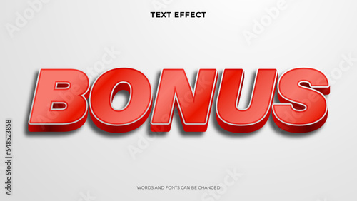 editable 3d style red text effect, bonus text effect