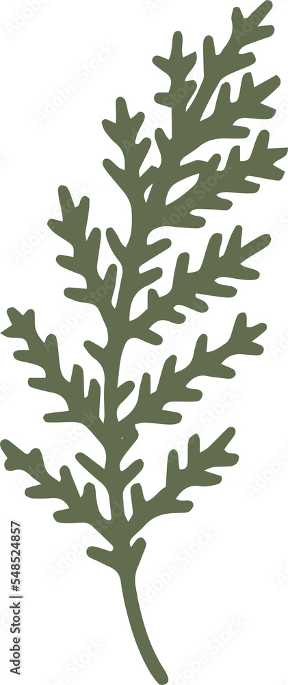 Obraz premium Christmas flower botanical clipart illustration in flat cartoon style. Merry Christmas and Happy New year floral evergreen element, isolated