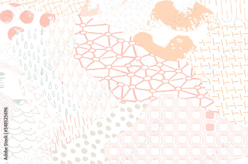 Abstract black strokes, Hand sketched Vector Pattern. Retro abstract pattern in geometric style. Abstract multicolored geometric pattern.	

