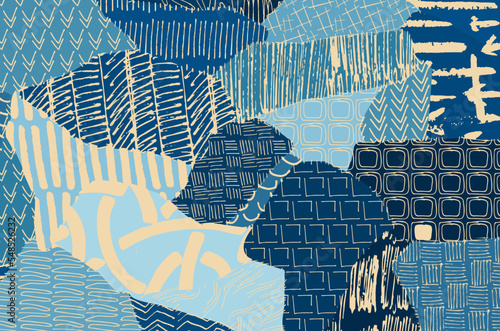 Abstract black strokes, Hand sketched Vector Pattern. Retro abstract pattern in geometric style. Abstract multicolored geometric pattern.	