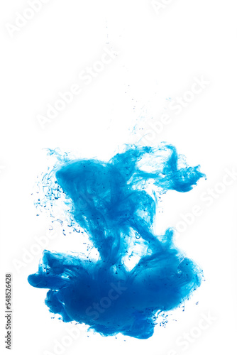 Blue color flowing in smoke forms, smooth abstract moving by acrylic paint