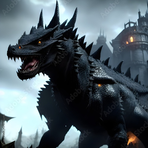 Dragon World fantasy warrior character 3d illustration