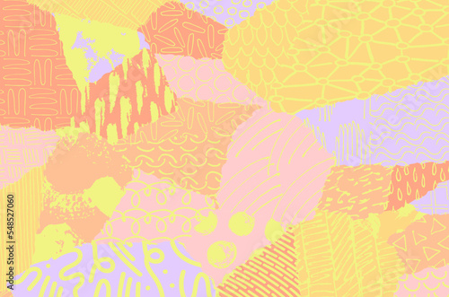 Abstract black strokes, Hand sketched Vector Pattern. Retro abstract pattern in geometric style. Abstract multicolored geometric pattern.	
