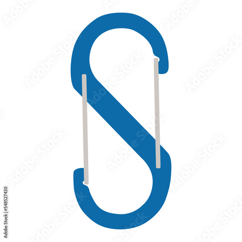 S-shape carabiner for rock mountain climber or extreme savety asset vector illustration photo