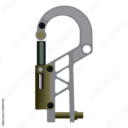 Skeleton bolt carabiner for rock mountain climber or extreme savety asset vector illustration