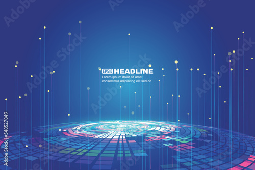 Color square spiral turntable with ray big data technology sense background