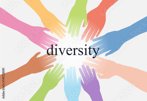diversity, equity, Unity, teamwork, community, celebration, friendship,  Fight for freedom, group of friends put their hands together, top view