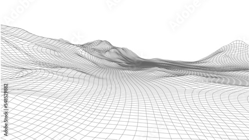 Abstract vector wireframe landscape background. Cyberspace grid. 3d technology wireframe vector illustration. Digital wireframe landscape for presentations.
