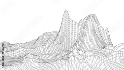 Abstract vector wireframe landscape background. Cyberspace grid. 3d technology wireframe vector illustration. Digital wireframe landscape for presentations.
