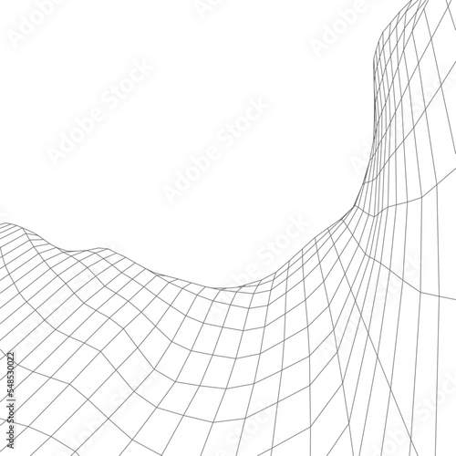 Abstract vector wireframe landscape background. Cyberspace grid. 3d technology wireframe vector illustration. Digital wireframe landscape for presentations. 