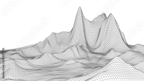 Abstract vector wireframe landscape background. Cyberspace grid. 3d technology wireframe vector illustration. Digital wireframe landscape for presentations.
