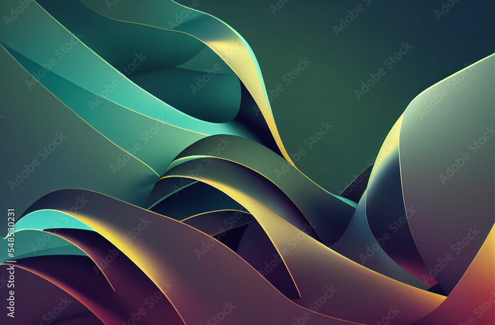 custom made wallpaper toronto digitalWave colorful styled glow neon lines 3D-Illustration