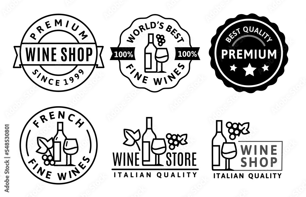 Wine stamp set. Symbol design of label Wine stamp set. Symbol design of label