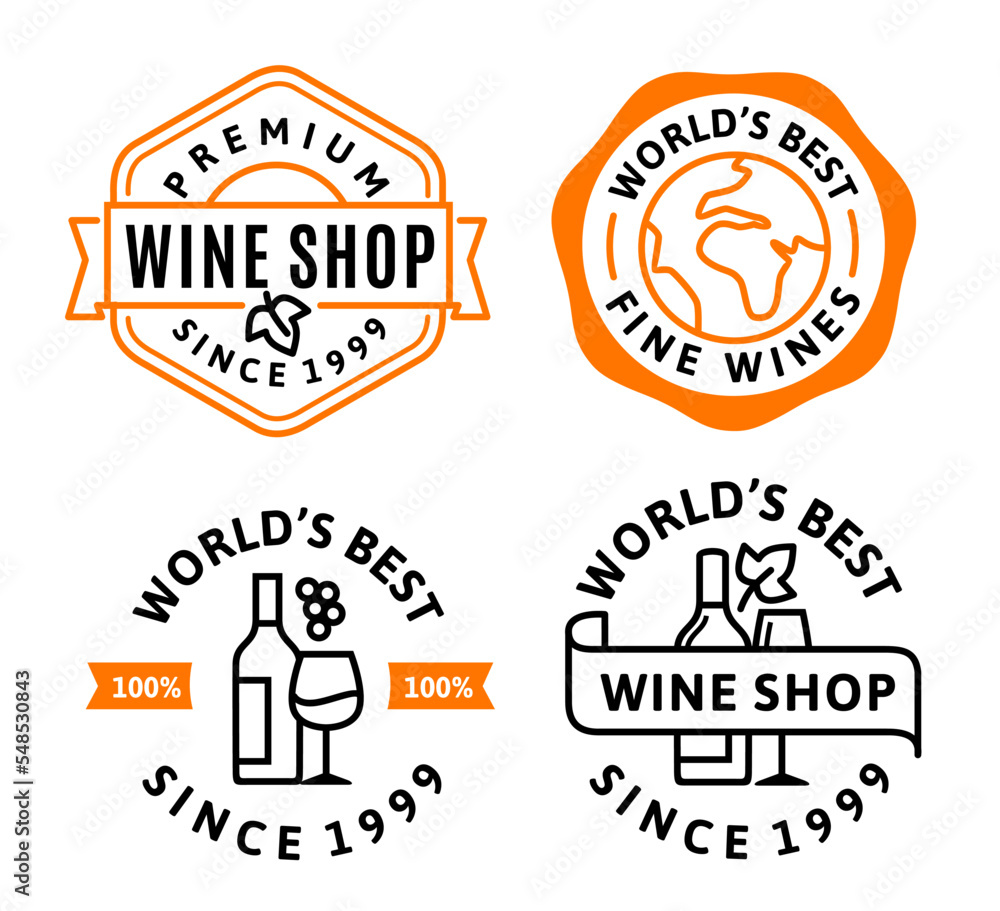 Wine stamp set. Symbol design of label