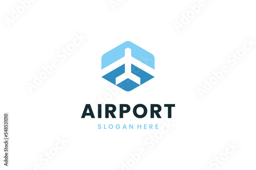 Simple Airplane Airport Modern logo design
