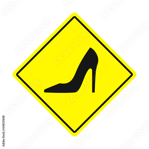 Woman driver sign. Car sticker, woman shoe silhouette