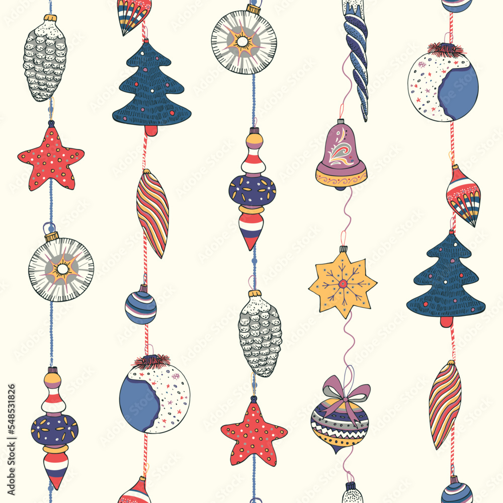 Christmas toys vector seamless pattern. Christmas toys vector seamless pattern.
