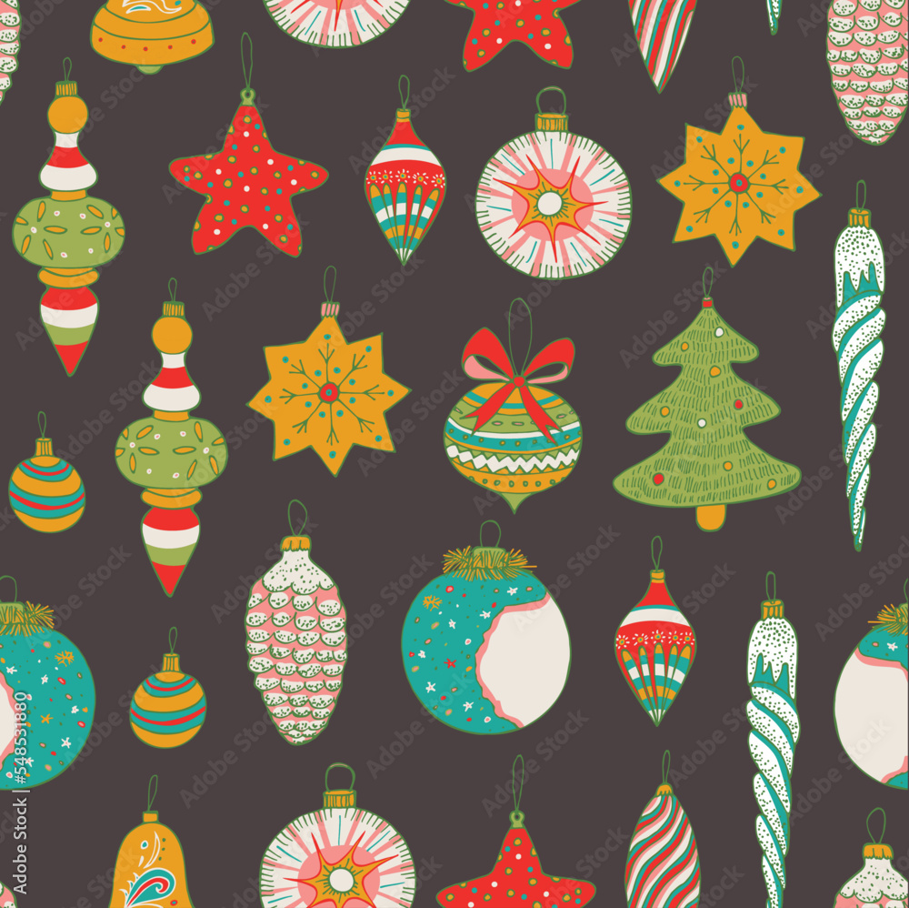 Christmas toys vector seamless pattern. Christmas toys vector seamless pattern.