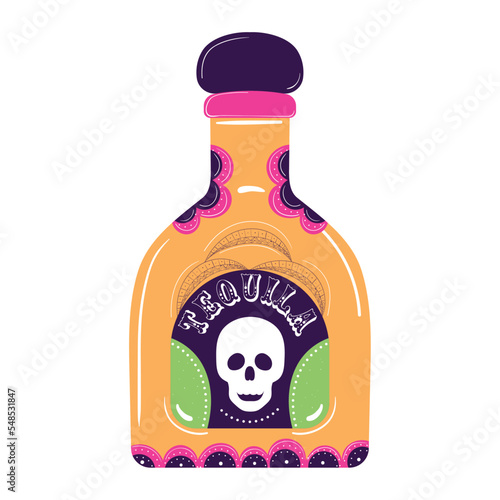 Isolated tequila bottle sketch icon Vector illustration