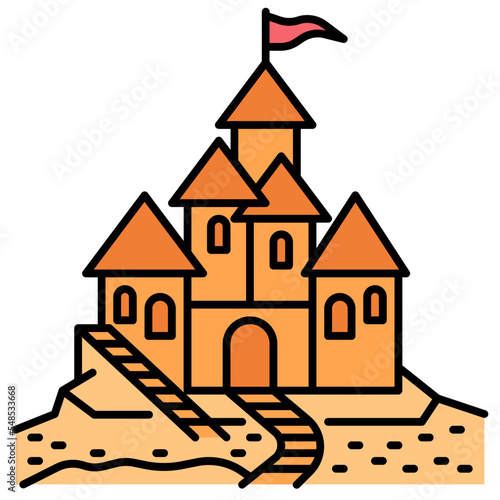 sand castle line icon