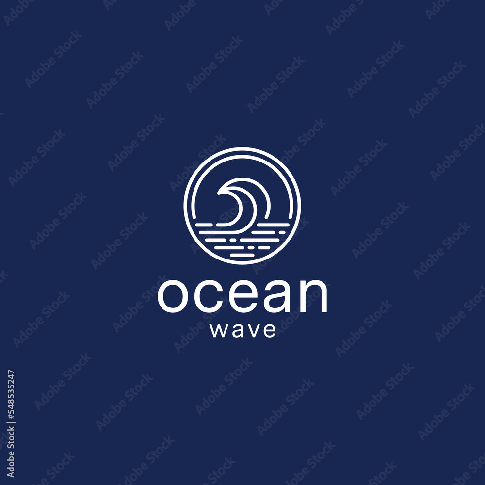 Illustration wave ocean beach logo design linear style
Illustration wave ocean beach logo design linear style