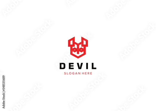 Simple head red devil logo design