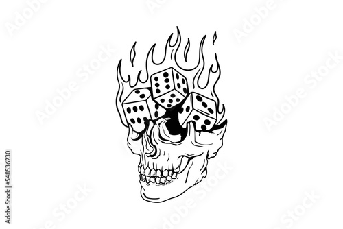 flaming skull tattoo