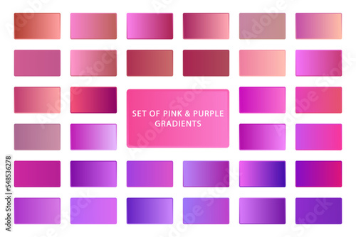 Set of Pink and Purple Gradients Collection Flat Vector