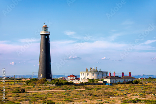 The Old Lighthouse at the Dungeness Headland, Kent, England photo