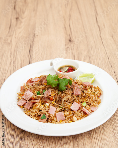 Chinese fried rice with ham and egg