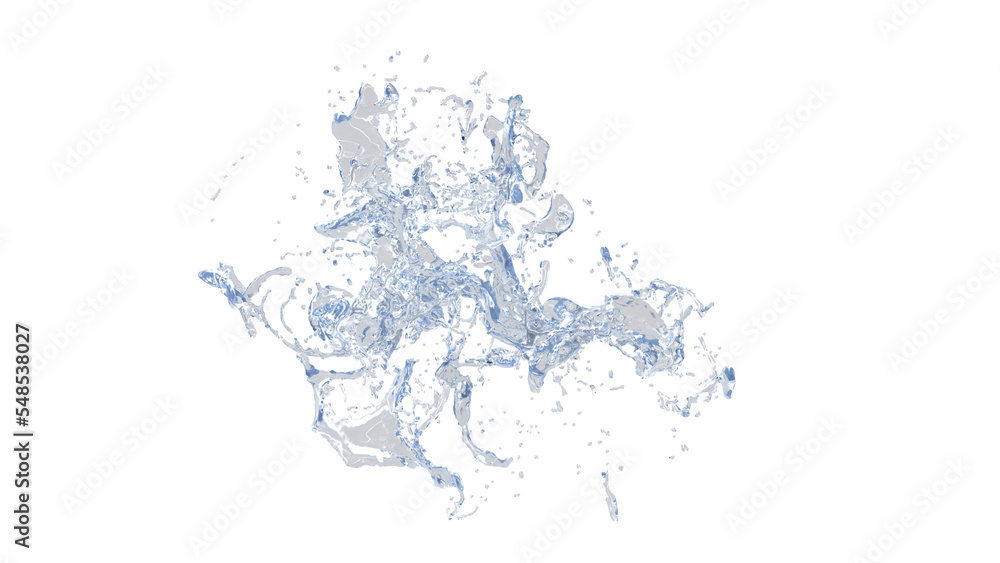 3d realistic water splashing, aqua, clear liquid splash.  PNG alpha channel.